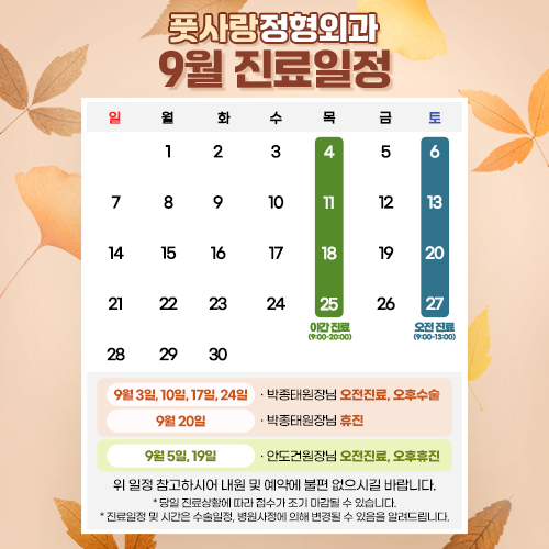 9월 진료일정